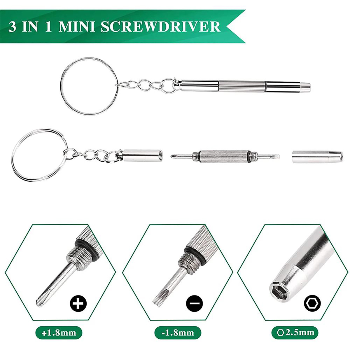 Watch Tool Repair Kit - 1/2/10 Buah Obeng Mini 3 Dalam