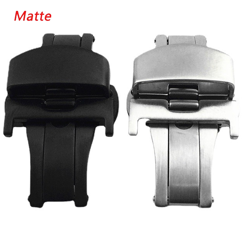 Replacement Watch Bracelet - Matte baja nirkarat kupu-kupu tombol 18mm