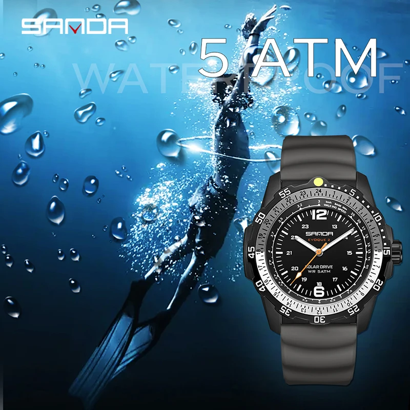 SANDA Jam Tangan Mewah Pria Ba - Solar Powered Watch ulasan dan harga