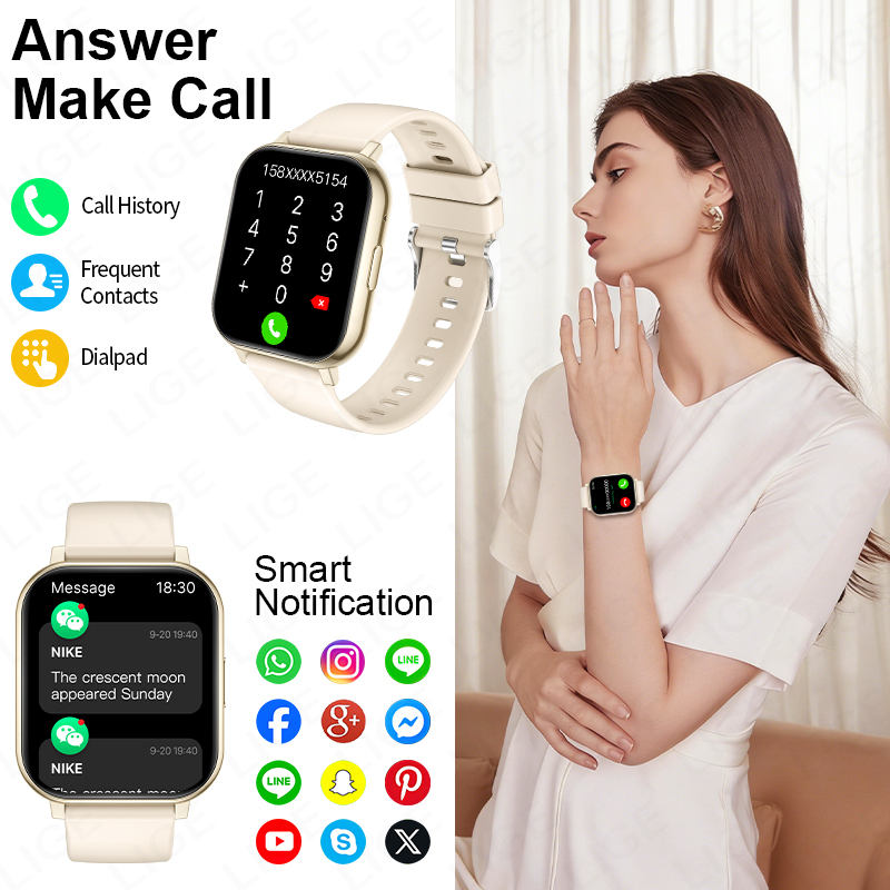LIGE Jam Tangan Pintar HD 1.83 - Smartwatch New Watches For Women ulasan dan harga