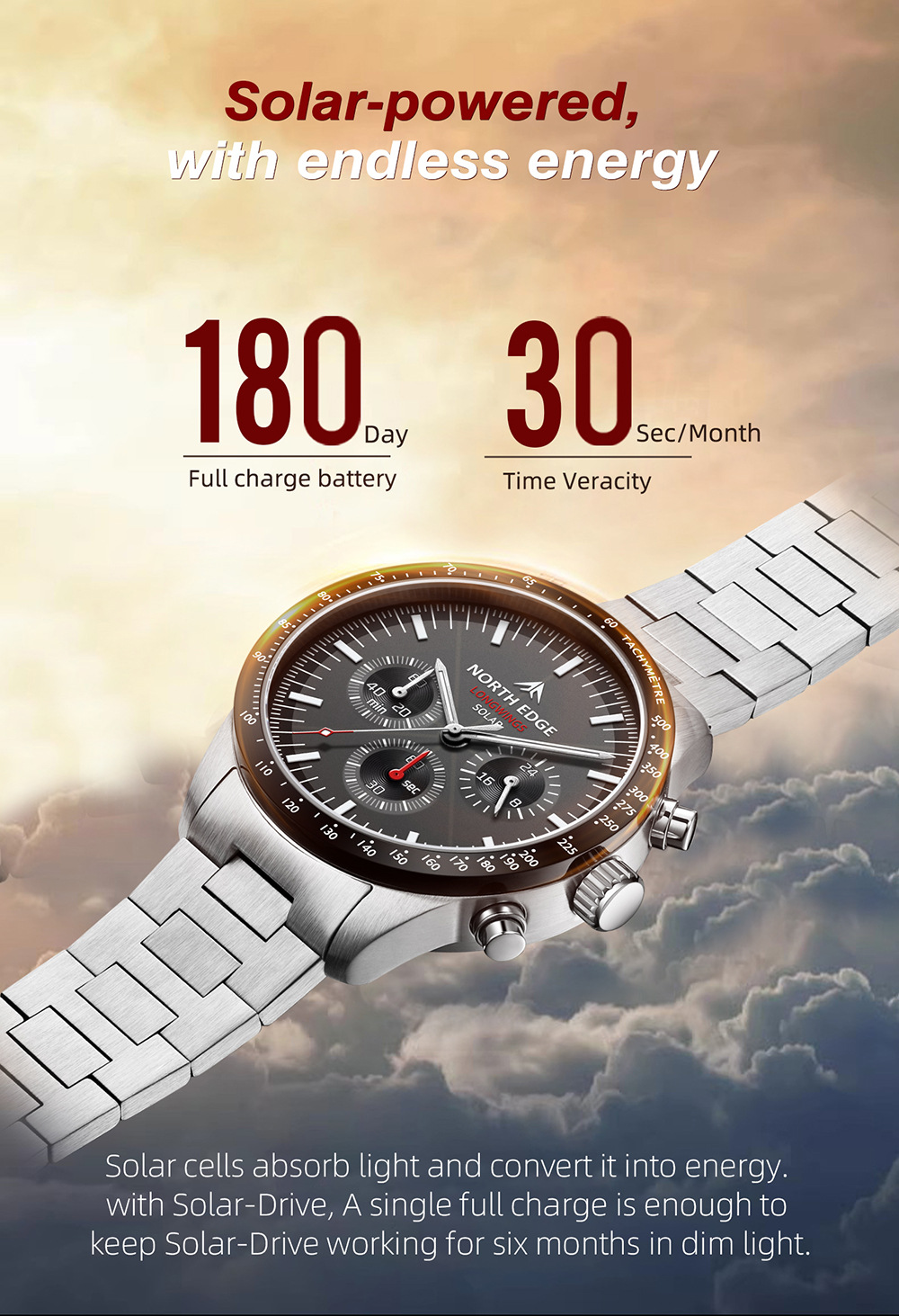 Jam Tangan Quartz Solar Rechar - Solar Powered Watch ulasan dan harga